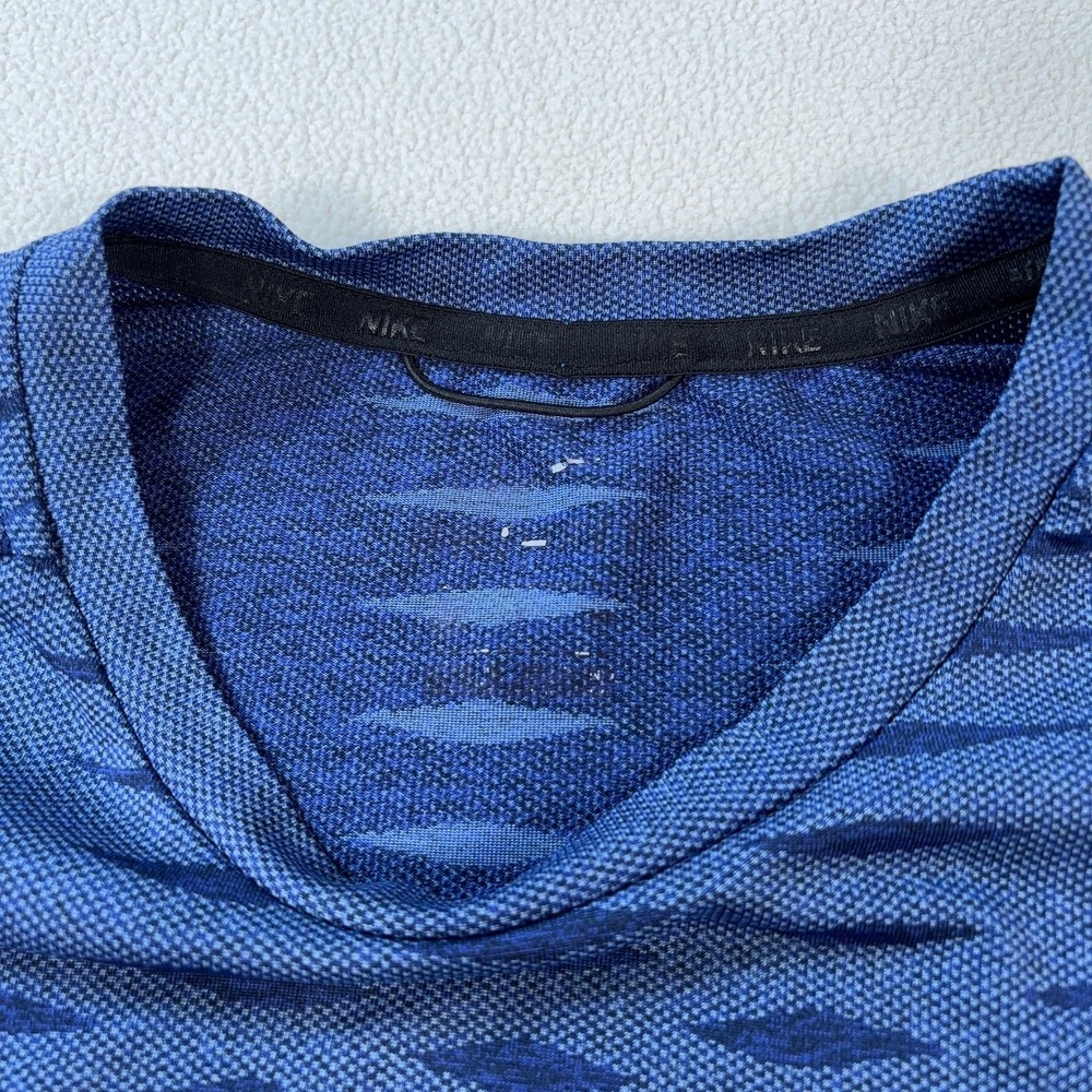 Nike Ultimate Dry Shirt Men's S Blue Geometric Dri-Fit Stretch Gym Training Top - Picture 11 of 15